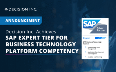 Decision Inc. Achieves SAP Expert Tier for Business Technology Platform Competency